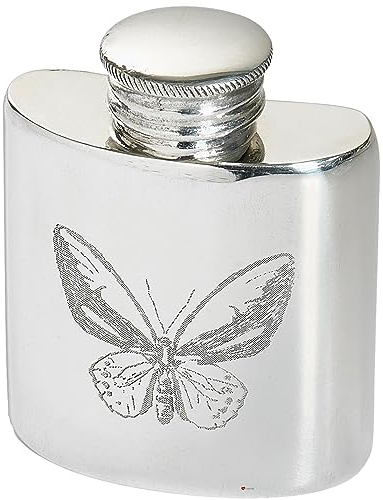 I LUV LTD 1oz Mince Compact Flasque en Étain en Finition Conception de Papillon Polie Vis Haut Possibilité de Gravure Flasques pour Hommes Personnalisé