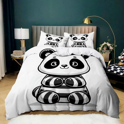 BanbE Bettwäsche Cartoon-Panda 180x200 cm Bettwäsche-Sets, Bettbezug für Erwachsene Kinder, Modern Schlafzimmer Dekor mit 2 Kissenbezüge 80x80 cm