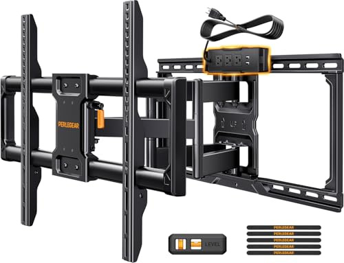 Perlegear Supporto da parete per TV Full Motion con presa di corrente, per televisori da 42-90 fino a 68 kg, VESA 600 x 400 mm