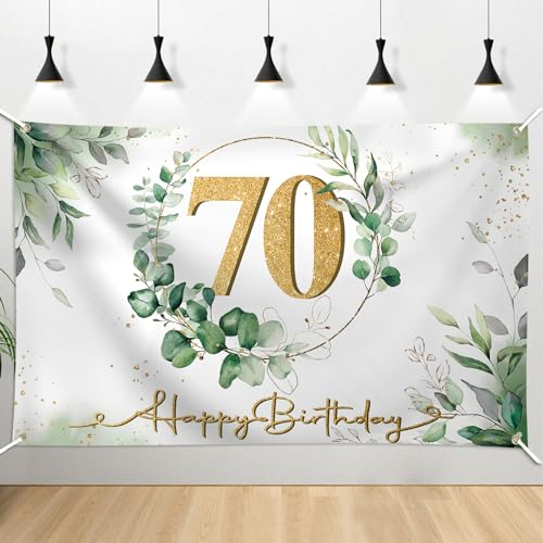 COLOFALLA 180 x 110 cm 70. Geburtstag Deko 70 Geburtstag Hintergrund Frau Mann Geburtstag Banner Grün Happy Birthday Banner Geburtstag Geburtstagsdeko Wand Geburtstagsparty (70)