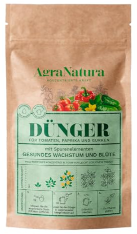AgraNatura - Düngemittel - Natürlich Bodenaktivator - Rasendünger - Pflanzendünger - Hochkonzentriert - Konzentrat - Dünger für Tomaten, Paprika und Gurken 100g=200L (Gesundes Wachstum und Blüte)
