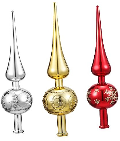 BUGUUYO 3 Stück Weihnachtsbaumspitzen Aus Kunststoff Baumspitzendekoration Für Weihnachtsfeiern Robust Und Festliche Baumkronen Stern Ornamente in Gold Silber Und Rot