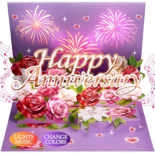 Airpark Anniversary Card, Pop Up Happy Anniversary Cards with Music & Light