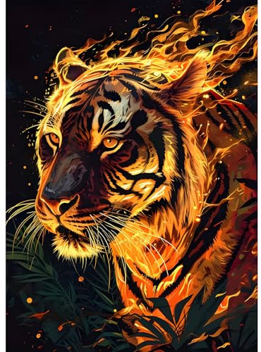 DPIDEA Diamond Painting Tiger, Diamond Painting Bilder 5D Diamant Painting Bilder für Erwachsene DIY Diamant Malerei Runde Steine für Zuhause Dekor 30x40 cm