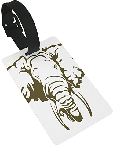 Big African Elephant Tattoo Dumbo Ears Tusks 2 Stück Gepäckanhänger, Sichtschutzabdeckung ID Label Loop und Adresskarte für Reisetasche Koffer