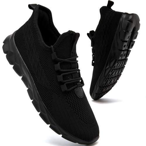 FZJIALI Sportschuhe Damen Sneaker Turnschuhe Schwarz Schuhe Leichte Laufschuhe Hallenschuhe Atmungsaktiv Straßenlaufschuhe Fitnessschuhe Joggingschuhe Walkingschuhe Tennisschuhe Damen Schwarz 39