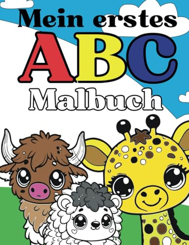 Mein erstes ABC Malbuch: Lernen, Schreiben & Malen für Kinder ab 3 Jahren – Ideal für Vorschule, Kindergarten & Grundschule- Mit süßen Tieren im Kawaii-Stil