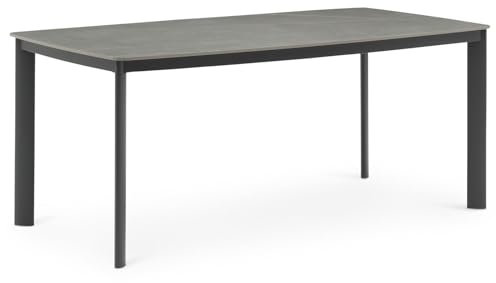 IDIMEX Gartentisch TAVOLO mit Steinplatte 180x90 cm, anthrazit - wetterfester Outdoor mit Tischplatte aus Sinterstein, Garten Esstisch für 6-8 Personen, Terrassentisch