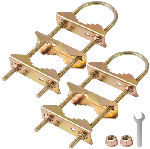 Antenna Mast Clamp TV Satellite Pole Mount Bracket - Heavy Duty Rod to Rod Clamp - Double Pipe Connection Clamp for Antenna Mounting (U-Shape Antenna Mast Clamp, 2)