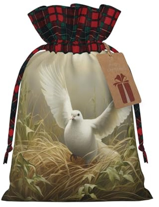 Gras- und Tauben-Druck, Weihnachts-Kordelzug, Geschenk, festliche Verpackung, Weihnachten, Geburtstag, Tüten