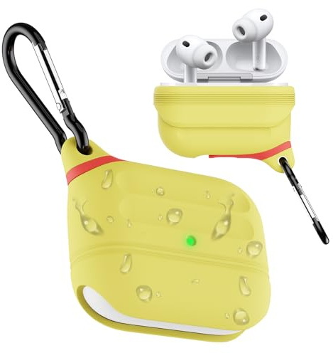 Custodia in silicone per AirPods Pro 3, impermeabile, antiurto, protezione dalle cadute, ricarica wireless, design pieghevole in un unico pezzo con moschettone, per AirPods Pro di terza generazione