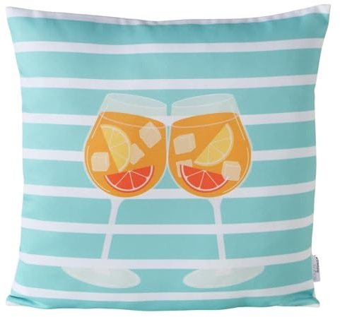 BOLTZE Kissen Summer Spritz Tischdeko Party Grillen Aperitif Aperol 45x45 cm türkis