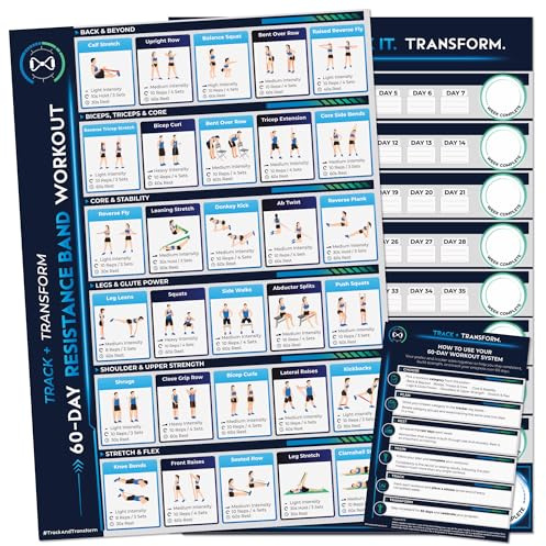 60-Day Resistance Band Workout Poster, Planner & Tracker Set. Exercise Guide + Progress Planner Tracker with Stickers. Home Gym Fitness Wall Chart. Large A2 Size (59.4 x 42cm).