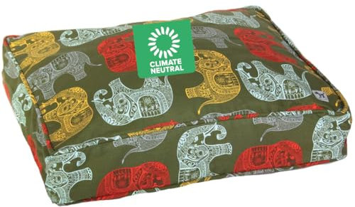 Molly Mutt Hundebett-Bezug für mittelgroße bis große Hunde – Elefantenparade-Druck – Maße: 68 x 91 x 12,7 cm – 100% Baumwolle – langlebig – atmungsaktiv – nachhaltig – maschinenwaschbarer