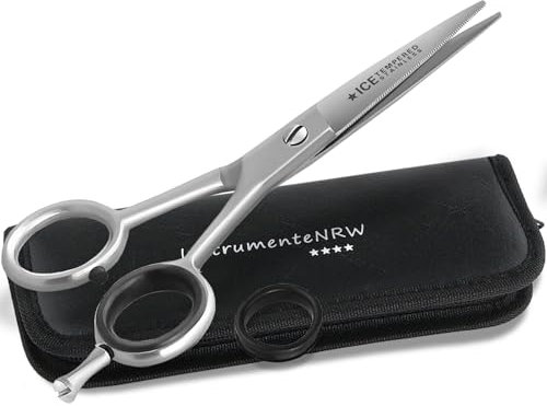 Premium Friseurschere Haarschere mit Mikroverzahnung InstrumenteNRW oder Solingen mit Aufbewahrungs-Etui (Nr.1 = 5 Zoll 1 x Mikroverzahnt)