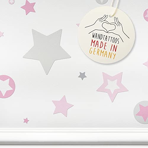 LOVELY LABEL Wandtattoo Kinderzimmer I Made in Germany I Babyzimmer Deko I Design Wandsticker Mädchen & Junge I Sterne Stars I Rosa Grau Weiß