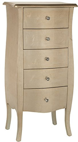 DONREGALOWEB - Cassettiera a 5 cassetti, in Legno, Color Champagne Dorato, 48 x 36 x 100 cm