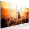 decomonkey Bilder Hirsch Tiere 200x80 cm 5 Teilig Leinwandbilder Bild auf Leinwand Wandbild Kunstdruck Wanddeko Wand Wohnzimmer Wanddekoration Deko Landschaft Sonne Natur orange