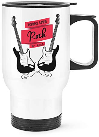 Long Live Rock N Roll Electric Guitar Travel Mug Cup with Handle