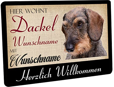 Crealuxe Personalisierbare Fußmatte - Hier wohnt Dackel - Türmatte mit Wunschtext, Name oder Motiv – rutschfest – 60x40 cm – Türvorleger für Innen & Außen – Einzug, Hausflur oder Büro