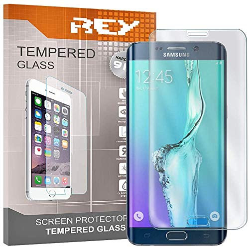 REY Pack 2X 3D Bildschirmschutz aus gehärtetem Glas für Samsung Galaxy S6 Edge Plus - Edge+, durchsichtig, Displayschutzfolie 9H+ Härte, Anti-Kratzen-Öl-Bläschen, Voller Schutz, 3D, 4D, 5D