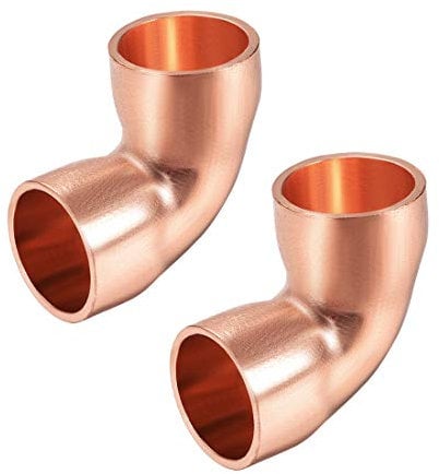 sourcing map 16mm ID Solder Ring Elbow 90 Degree Copper Short-Turn Copper Fitting Connector for Plumbing 1.8mm Thick 2pcs