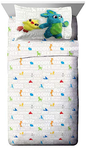 Disney Pixar Toy Story 4 All The Toys Bettwäsche-Set für Doppelbetten – 3-teiliges Set, mit Woody & Buzz Lightyear, lichtbeständige Mikrofaser-Bettlaken (offizielles Disney Pixar-Produkt)