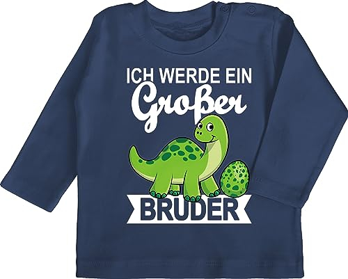 Baby Langarmshirt - Ich werde EIN großer Bruder - Löwe - 18/24 Monate - Navy Blau - Geschwister Geschenke Geburt Shirt gro er Brother brüder Tshirt große Langarmshirt+großer+Bruder Bruder