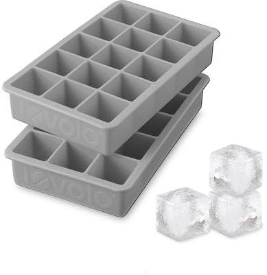 Tovolo Perfekte Eisform für den Gefrierschrank, 3,2 cm große Würfel für Whiskey Bourbon, Spirituosen und Likör, BPA-freies Silikon, farbbeständig, 2 Stück, Austerngrau
