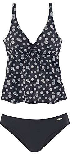 Lascana Damen Damen Bügel-Tankini im Punkte-Design mit bauchbedeckendem Top und bequemer Bikini-Hose