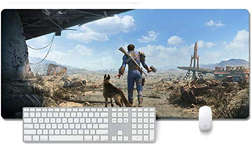 Fallout 76 Tapis de Souris XXL 900x400mm Hydrorésistant Anime Mouse Pad Grand Tapis de Souris Gamer avec Base en Caoutchouc Anti-Glissant Surface Texturée pour Ordinateur et PC, N