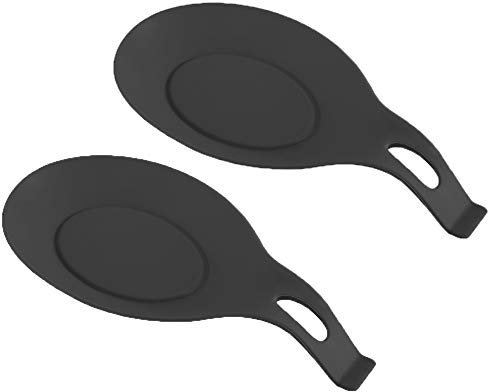 Lot de 2 repose-cuillères en silicone pour cuisine Gris