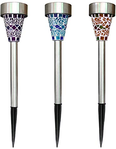 Haokaini Solar-Mosaik-Leuchten (3er-Set) – wasserdichte LED-Gartenlampe für draußen, Terrasse, Hof, Gehweg, Auffahrt, Garage, Schuppen, Dekoration, Ornament und Weg