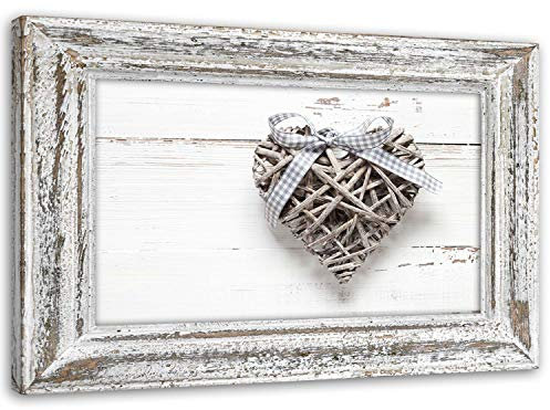 Feeby Cuadro de Pared XXL ilusión Marco de Madera 120x80 cm Impresión Lienzo Shabby Chic Gris