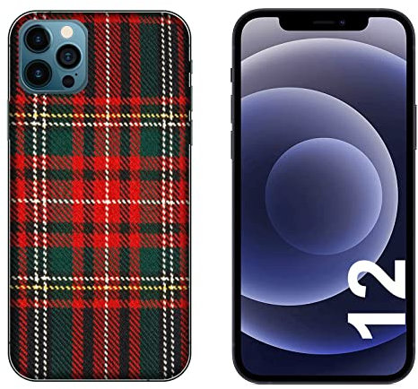 Generico Cover compatibile con Cover Apple iPhone 12 Scozzese Verde Bianco Rosso/Gel di silicone morbido TPU