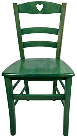 Sedia Cuore, in Legno Massello, Vari Colori e Sedute disponibili, Alta Qualità (Verde, Massello)