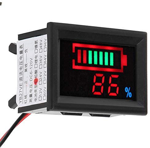 Misuratore di tensione della batteria, monitor della batteria ABS 1 8x1 0in Tester della batteria elettrica per bici per scooter per Power Bank(Batteria al litio, 48V)