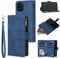 QLTYPRI Case for iPhone 13, Large Capacity Leather Wallet Case 6 Card Holder & 1 Zipper Pocket Kickstand Wrist Strap Magnetic Case for iPhone 13 - Blue