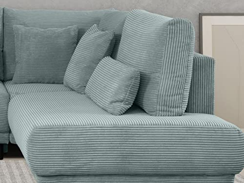 Möbel für Dich Cord Ecksofa Modest mit Bettfunktion und Bettkasten. Mit Farbauswahl (Ottomane rechts (davorstehend), Lincoln 90)