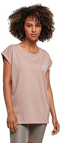 Build Your Brand Damen T-Shirt Ladies Extended Shoulder Tee, lang geschnittenes T-Shirt für Frauen, Baumwolle, Duskrose, M