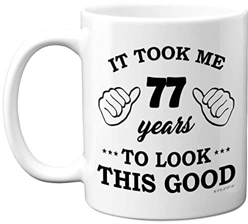 Stuff4 77th Birthday Gifts for Women and Men, Birthday Mug for 77 Year Old | 11oz Ceramic Dishwasher Safe, His or Her Special Day, Made in The UK