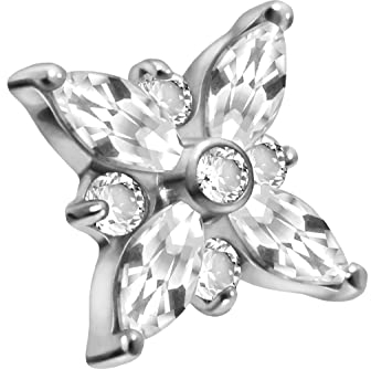 PIERCINGLINE Titan Schraubaufsatz mit Außengewinde 0,9 mm KRISTALL STERN Piercing Aufsatz Ersatz Farbauswahl