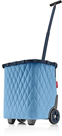 reisenthel carrycruiser Tragbarer Einkaufstrolley mit stabilem Aluminiumrahmen, Schultergurt und herausnehmbarer Netz-Innentasche Aus wasserabweisendem Material, Couleur:Rhombus Blue