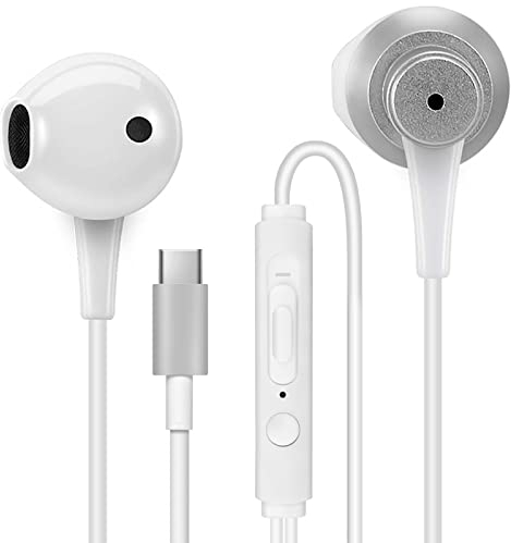MAS CARNEY Cuffie USB C TH4, Auricolari Con Filo Type C con mic compatibili con iPhone 15 16 17 iPad, Samsung Galaxy S25 S24 A53, Pixel, Xiaomi, Huawei Honor, Oppo, Vivo