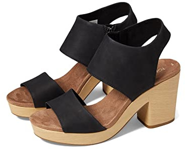 TOMS Damen Majorca Plateau-Sandalen mit Absatz, Schwarz - Total Black, 39 EU