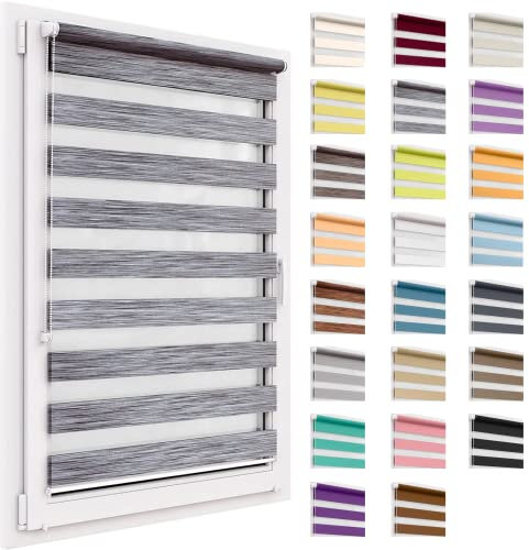 Tenda a rullo per interni, tende oscuranti per interni senza forare, doppio strato Giorno e Notte, per Finestra o Porta, facile Fissaggio a Clip Senza Viti, veneziane da interno 45x150cm