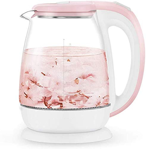MDRBB Kettles,Glass Electric Kettle,Eco Water Kettle with Illuminated Led,Bpa Free Cordless Water Boiler with Stainless Steel Inner Lid Bottom,Fast Boil Auto-Off Boil-Dry Protection,1.8L 1500W/Pink