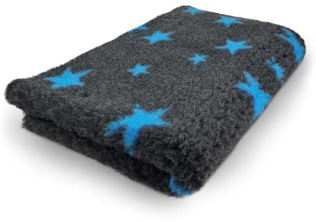 Topmast Vetbedden, Anti Rutsch Hundedecke, 100 x 75 cm, Sterne, Anthrazit und Blau, Maschinenwaschbar, rutschfeste Hundematte, Hundebett für Hunde und Welpen (Medium)