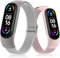 AK Armband Kompatibel mit Xiaomi Mi Band 6 / Mi Band 5 / Mi Band 4 / Mi Band 3 / Amazfit Band 5, Nylon Elastisch Sport Uhrenarmband für Mi Band 6/5/4/3/Amazfit Band 5 (Grau+Rosa)