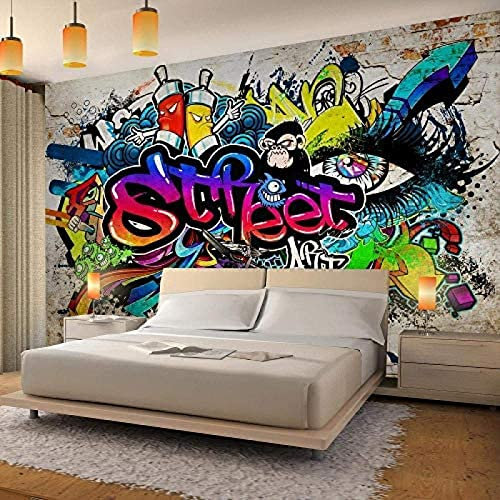 XLMING Graffiti Street Art Murale Papier Peint 3D Salle de séjour Chambre à coucher séjour Mural enfant-200cm×140cm
